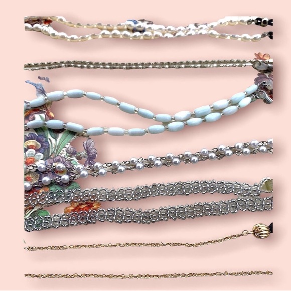 Vintage Eyewear Cord Straps Beaded Chain Holder Lot Fits Most All! - Picture 9 of 11